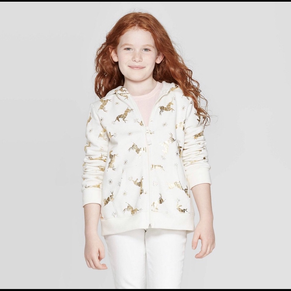 Cat & Jack White Gold Unicorn Hoodie